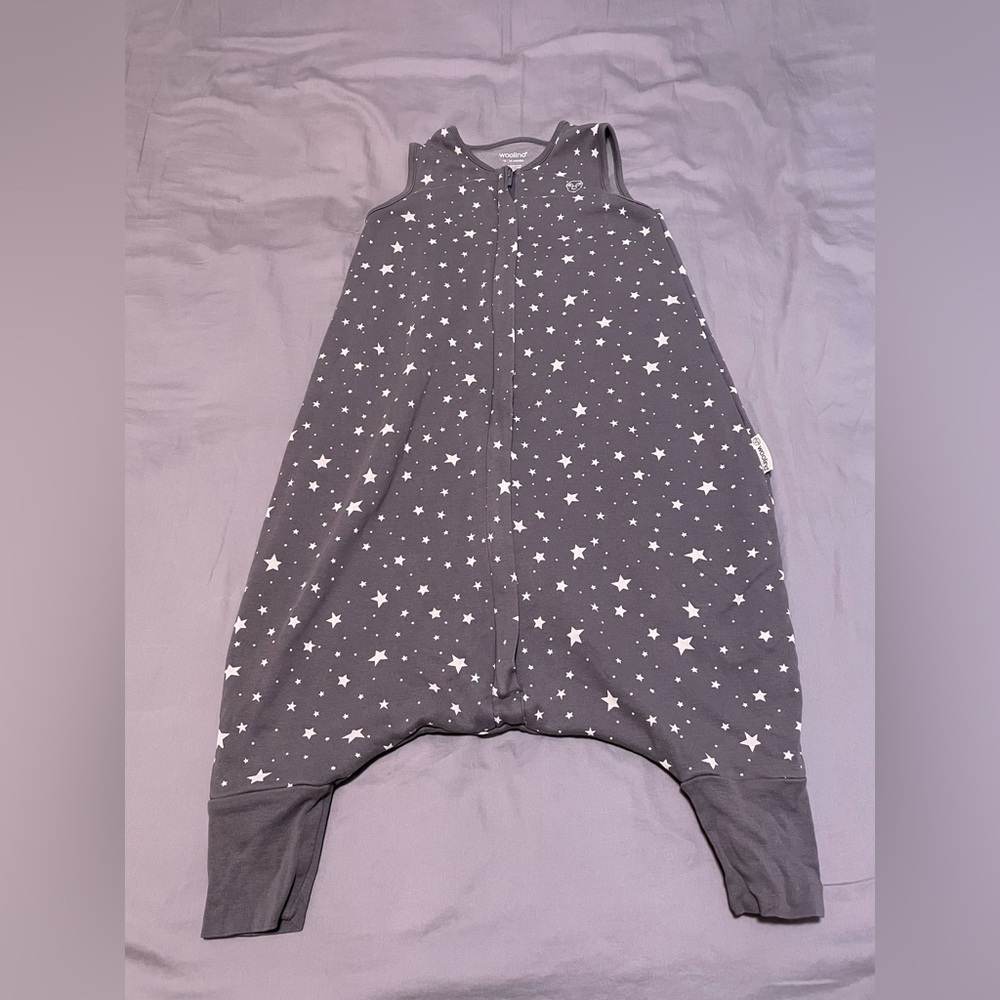 Woolino 4 Season Sleep Bag with Feet, Merino Wool & Organic Cotton, Star Gray